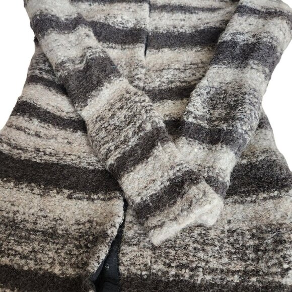Sundance Chunky Sweater S fleece Gray Stripe Wool Alpaca Sweater Coat Snap - Picture 16 of 16